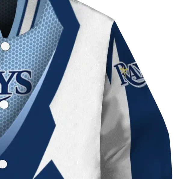 custom tampa bay rays v stripes navy white varsity jacket premium grade