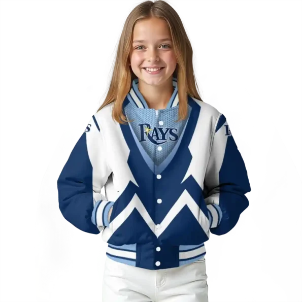 custom tampa bay rays v stripes navy white varsity jacket top rated
