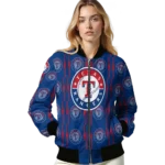 custom texas rangers bolt stripe blue bomber jacket best selling