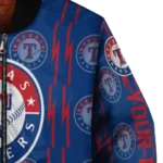 custom texas rangers bolt stripe blue bomber jacket best selling