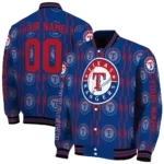 custom texas rangers bolt stripe blue varsity jacket best selling