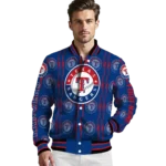 custom texas rangers bolt stripe blue varsity jacket best selling