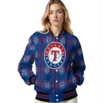 custom texas rangers bolt stripe blue varsity jacket best selling