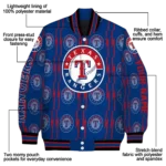 custom texas rangers bolt stripe blue varsity jacket best selling