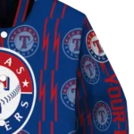 custom texas rangers bolt stripe blue varsity jacket best selling