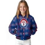 custom texas rangers bolt stripe blue varsity jacket best selling