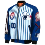 custom texas rangers eagle baseball blue white bomber jacket best selling