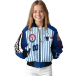 custom texas rangers eagle baseball blue white bomber jacket best selling