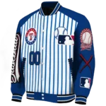 custom texas rangers eagle baseball blue white varsity jacket best selling