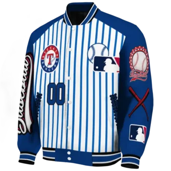 custom texas rangers eagle baseball blue white varsity jacket best selling