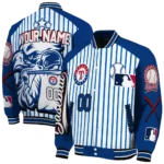 custom texas rangers eagle baseball blue white varsity jacket best selling