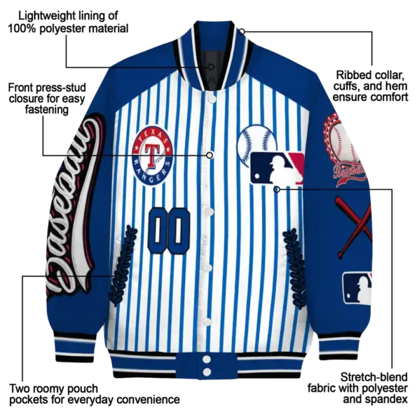 custom texas rangers eagle baseball blue white varsity jacket new arrival
