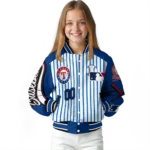 custom texas rangers eagle baseball blue white varsity jacket best selling
