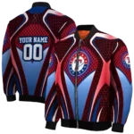 custom texas rangers mesh chest red crocs black bomber jacket best selling