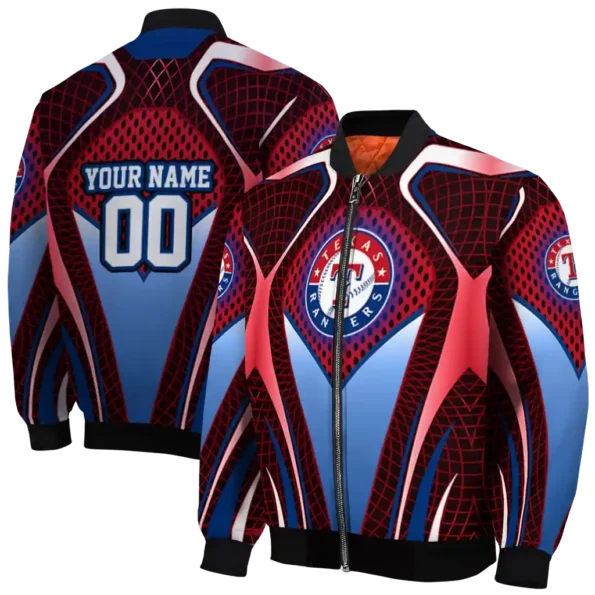 custom texas rangers mesh chest red crocs black bomber jacket fashion forward