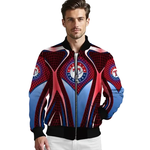 custom texas rangers mesh chest red crocs black bomber jacket high quality