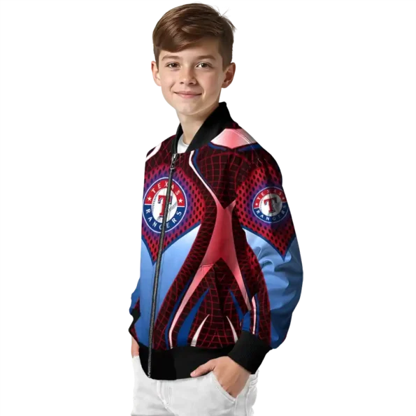 custom texas rangers mesh chest red crocs black bomber jacket trendy