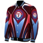 custom texas rangers mesh chest red crocs black varsity jacket best selling