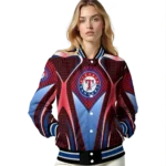 custom texas rangers mesh chest red crocs black varsity jacket best selling