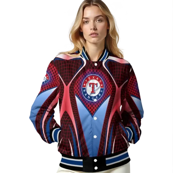 custom texas rangers mesh chest red crocs black varsity jacket latest model