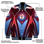 custom texas rangers mesh chest red crocs black varsity jacket best selling
