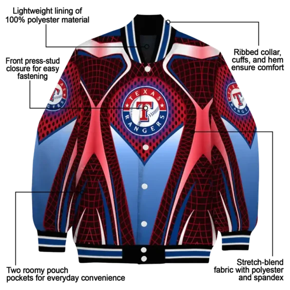 custom texas rangers mesh chest red crocs black varsity jacket new arrival