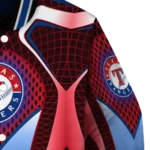 custom texas rangers mesh chest red crocs black varsity jacket best selling