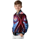 custom texas rangers mesh chest red crocs black varsity jacket best selling