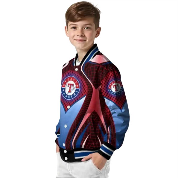 custom texas rangers mesh chest red crocs black varsity jacket trendy