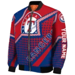 custom texas rangers star burst blue bomber jacket best selling