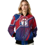 custom texas rangers star burst blue bomber jacket best selling