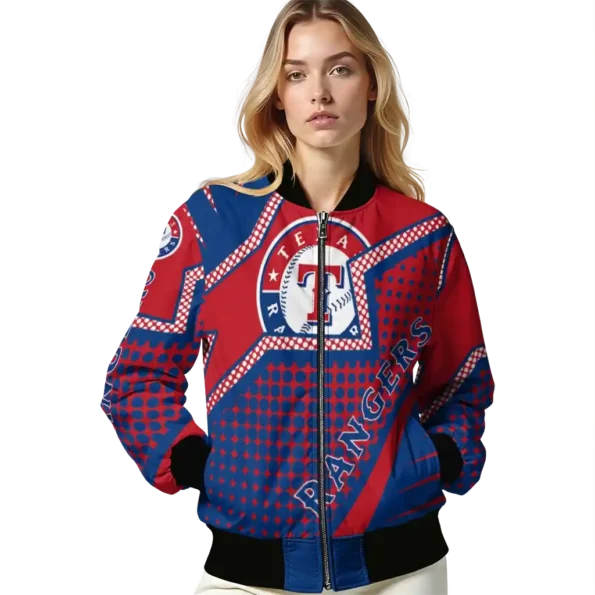 custom texas rangers star burst blue bomber jacket latest model