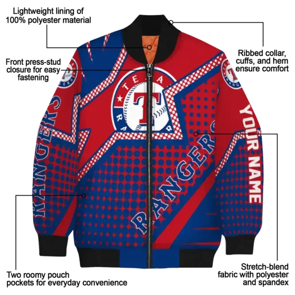 custom texas rangers star burst blue bomber jacket new arrival