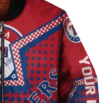 custom texas rangers star burst blue bomber jacket best selling