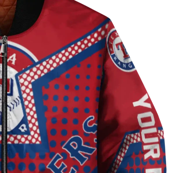custom texas rangers star burst blue bomber jacket premium grade