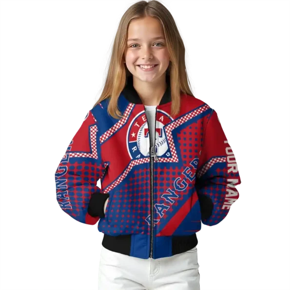 custom texas rangers star burst blue bomber jacket top rated