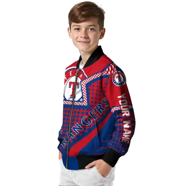 custom texas rangers star burst blue bomber jacket trendy