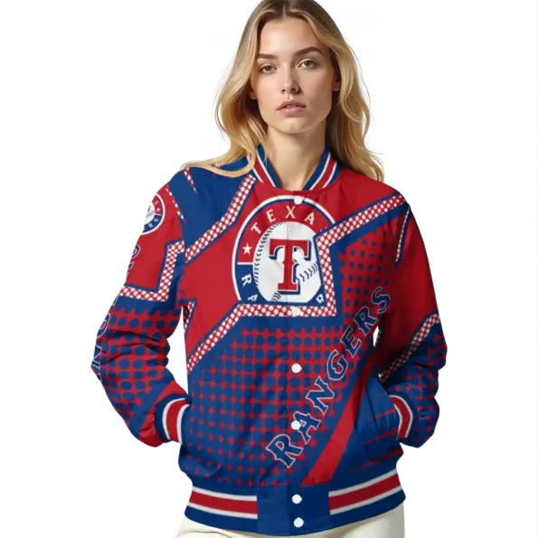 custom texas rangers star burst blue varsity jacket latest model