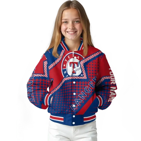 custom texas rangers star burst blue varsity jacket top rated