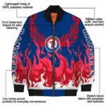 custom texas rangers winged blaze blue white bomber jacket best selling