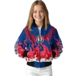 custom texas rangers winged blaze blue white bomber jacket best selling