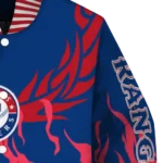 custom texas rangers winged blaze blue white varsity jacket best selling