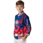 custom texas rangers winged blaze blue white varsity jacket best selling