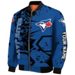 custom toronto blue jays hexagon cluster blue black bomber jacket best selling