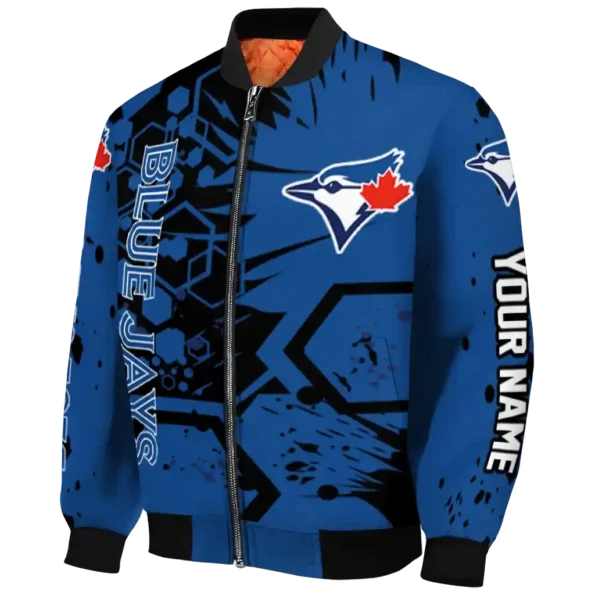 custom toronto blue jays hexagon cluster blue black bomber jacket best selling