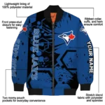custom toronto blue jays hexagon cluster blue black bomber jacket best selling