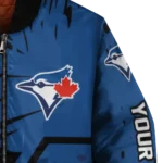 custom toronto blue jays hexagon cluster blue black bomber jacket best selling