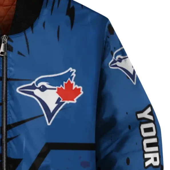 custom toronto blue jays hexagon cluster blue black bomber jacket premium grade