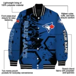 custom toronto blue jays hexagon cluster blue black varsity jacket best selling