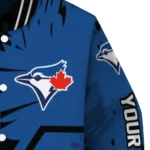 custom toronto blue jays hexagon cluster blue black varsity jacket best selling